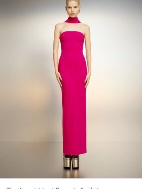 SOLACE LONDON Fuchsia Column Dress with Neckband